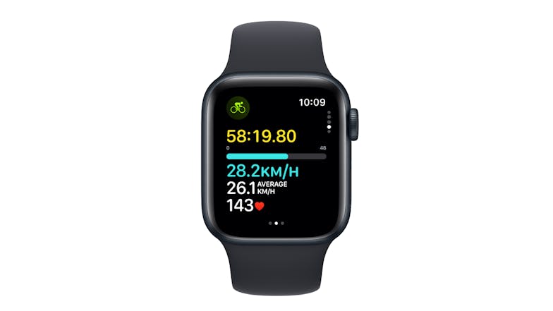 Apple Watch SE (3rd Gen) - Midnight Aluminium Case with Midnight Sport Band (40mm, Cellular & GPS, Bluetooth, Medium-Large Band)