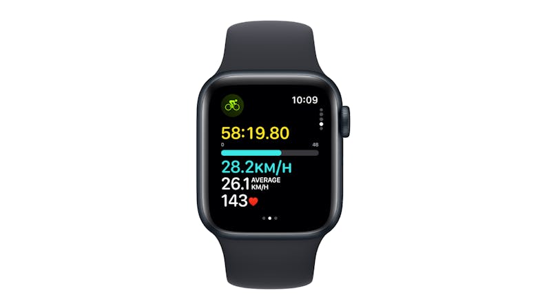 Apple Watch SE (3rd Gen) - Midnight Aluminium Case with Midnight Sport Band (40mm, Cellular & GPS, Bluetooth, Small-Medium Band)