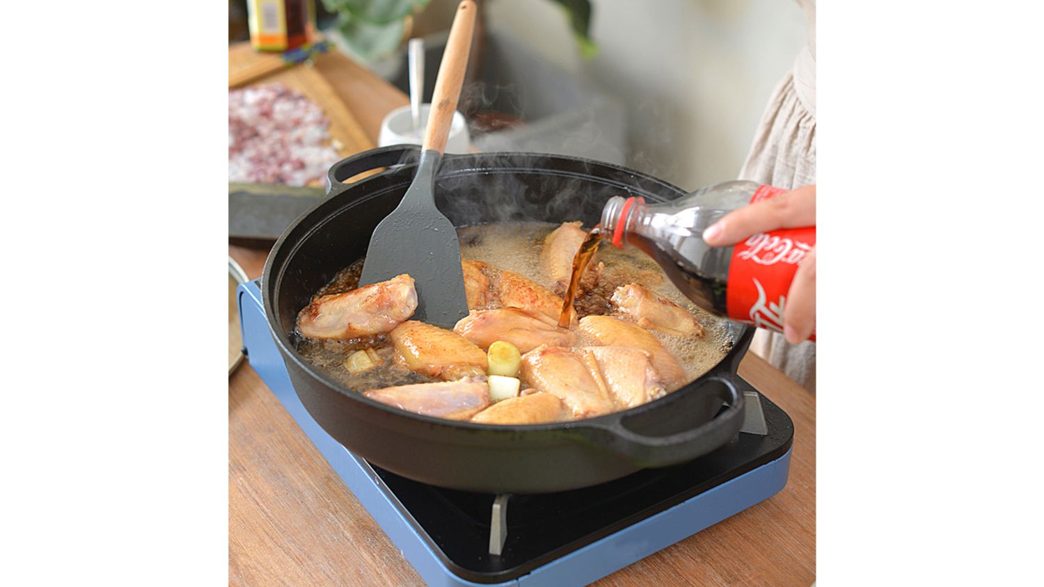 SOGA Cast Iron Deep Frying Pan w/ Wooden Lid 29cm