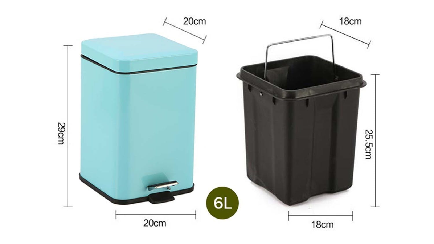 SOGA Stainless Steel Square Rubbish Bin w/ Pedal 6L - Blue
