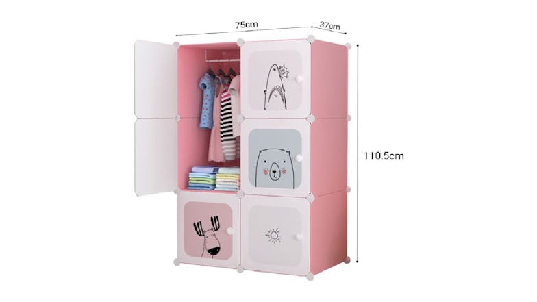 SOGA Modular Children's Storage Cubes 75 x 37 x 110cm - Minimalist Animal Print