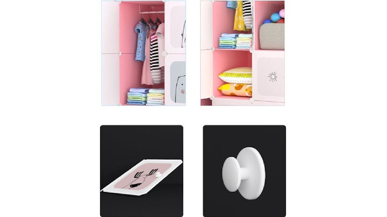 SOGA Modular Children's Storage Cubes 75 x 37 x 110cm - Minimalist Animal Print