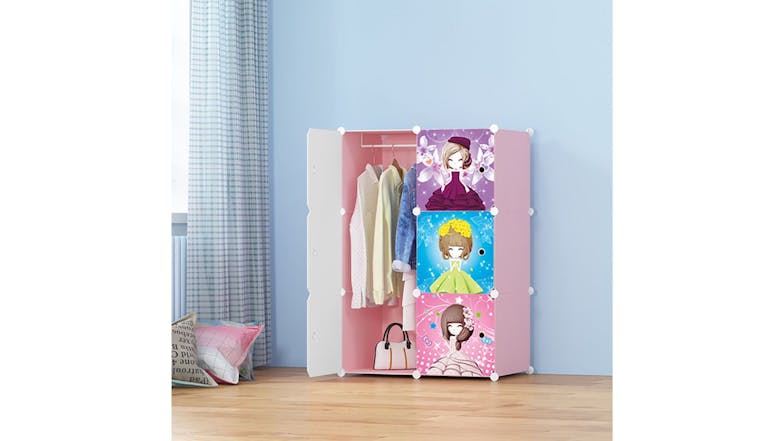 SOGA Modular Children's Storage Cubes 75 x 37 x 110cm - Princess Print
