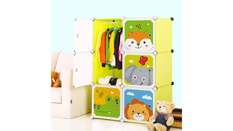 SOGA Modular Children's Storage Cubes 75 x 37 x 110cm - Cute Animal Print