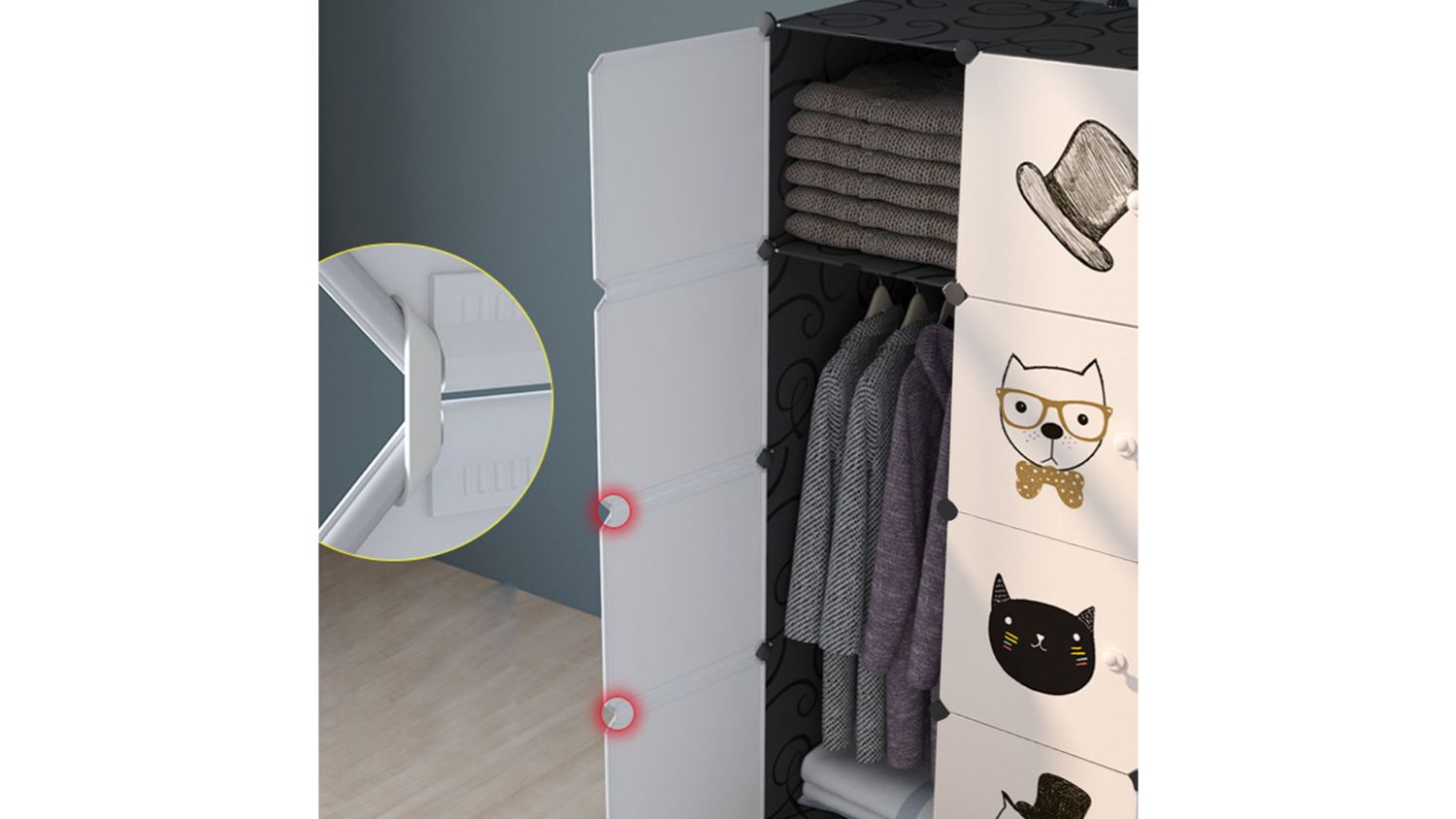 SOGA Modular Children's Storage Cubes 75 x 37 x 146cm Minimalist