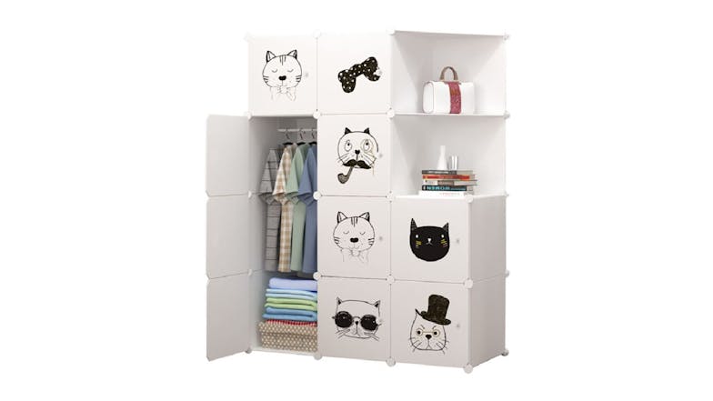 SOGA Modular Children's Storage Cubes 110 x 37 x 146cm - Minimalist Animal Print