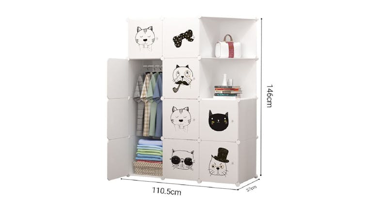 SOGA Modular Children's Storage Cubes 110 x 37 x 146cm - Minimalist Animal Print