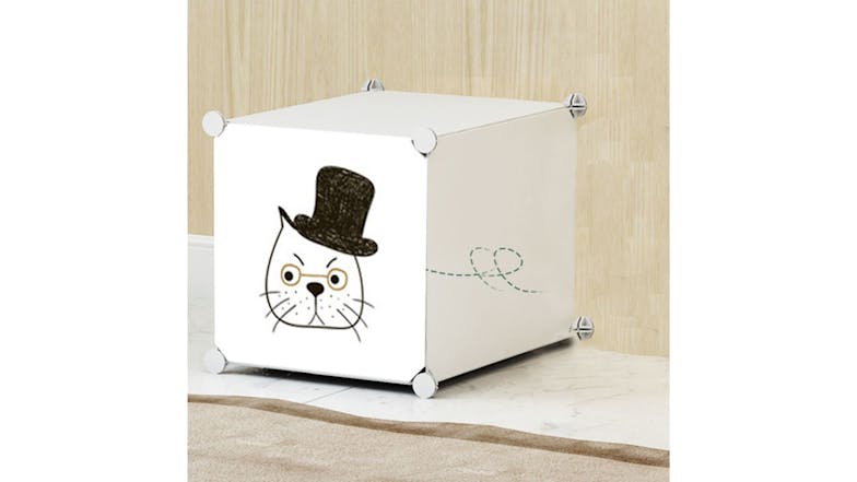 SOGA Modular Children's Storage Cubes 110 x 37 x 146cm - Minimalist Animal Print