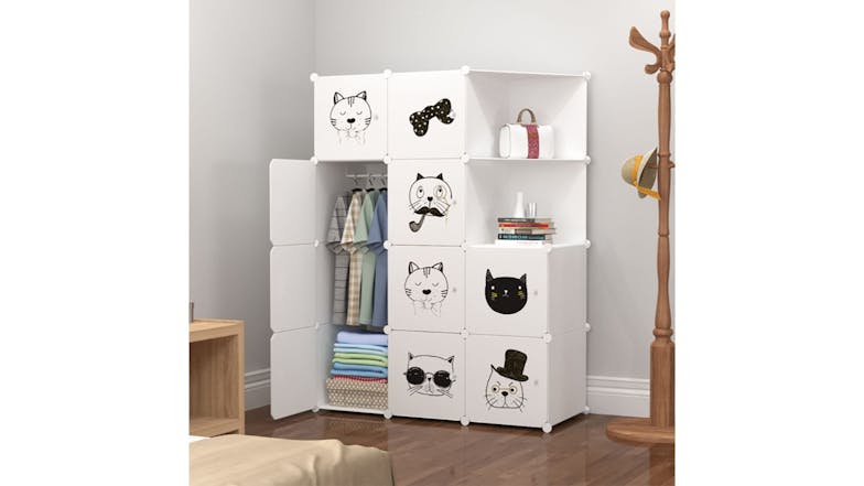 SOGA Modular Children's Storage Cubes 110 x 37 x 146cm - Minimalist Animal Print