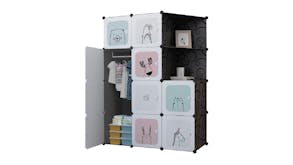 SOGA Modular Children's Storage Cubes 110 x 37 x 165cm - Minimalist Animal Print