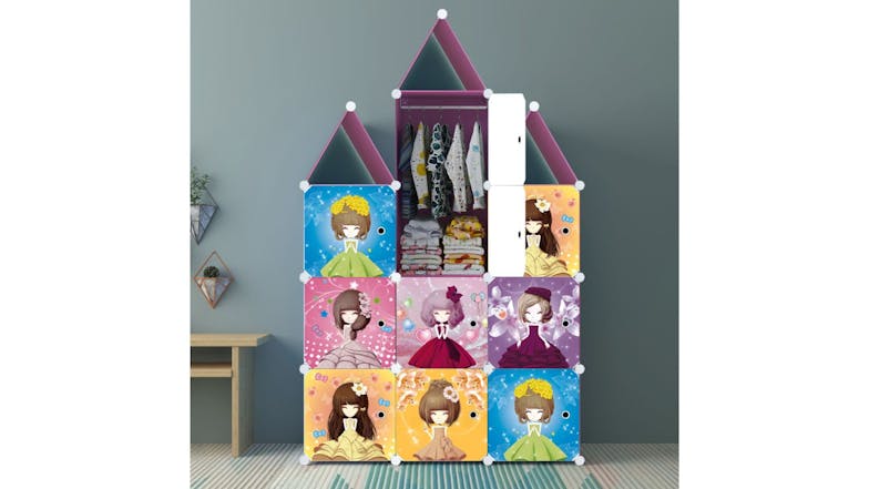 SOGA Modular Children's Storage Cubes 110 x 37 x 165cm - Princess Print