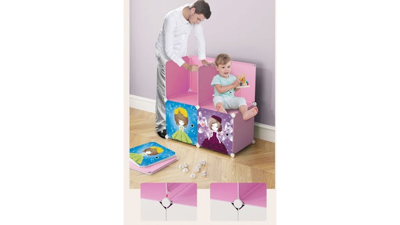 SOGA Modular Children's Storage Cubes 110 x 37 x 165cm - Princess Print