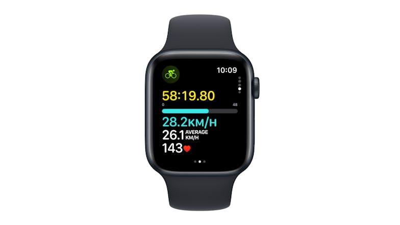 Apple Watch SE (3rd Gen) - Midnight Aluminium Case with Midnight Sport Band (44mm, Cellular & GPS, Bluetooth, Medium-Large Band)