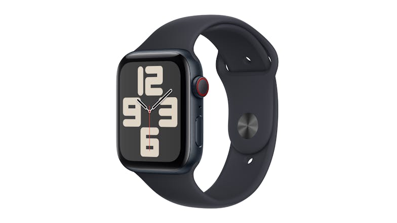 Apple Watch SE (3rd Gen) - Midnight Aluminium Case with Midnight Sport Band (44mm, Cellular & GPS, Bluetooth, Small-Medium Band)