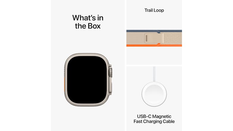 Apple Watch Ultra 2 - Titanium Case with Orange/Beige Trail Loop (49mm, Cellular & GPS, Bluetooth, Small-Medium Loop)