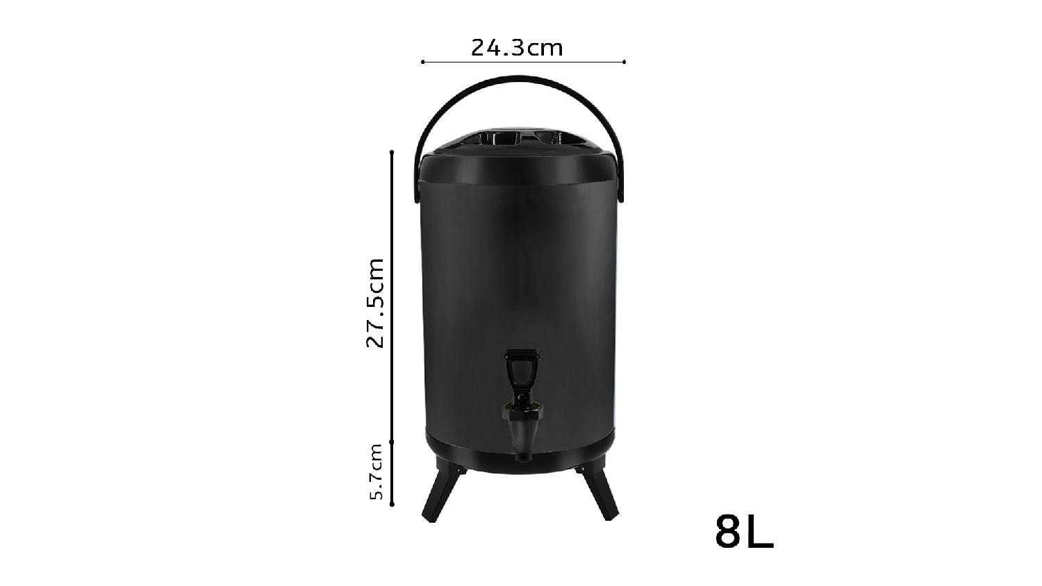 SOGA Stainless Steel Drinks Barrel w/ Faucet 8L - Brushed Metal Black