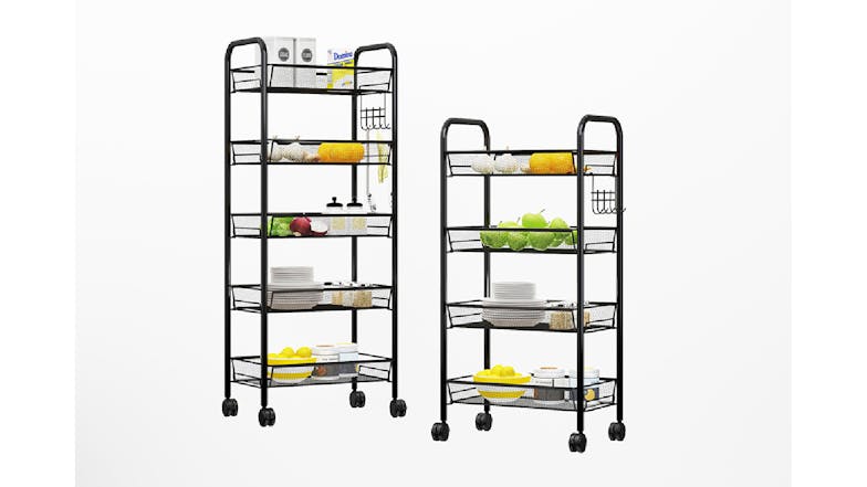 SOGA 4 Tier Steel Mesh Kitchen Storage Cart - Black