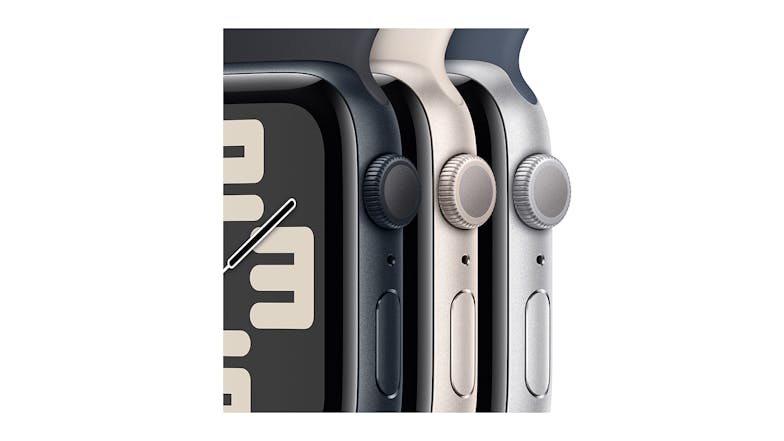 Apple Watch SE (3rd Gen) - Silver Aluminium Case with Storm Blue Sport Band (40mm, GPS, Bluetooth, Medium-Large Band)