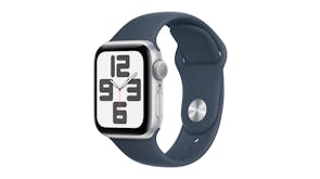 Apple Watch SE (3rd Gen) - Silver Aluminium Case with Storm Blue Sport Band (40mm, GPS, Bluetooth, Small-Medium Band)