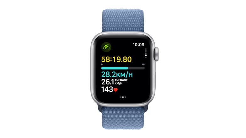 Apple Watch SE (3rd Gen) - Silver Aluminium Case with Winter Blue Sport Loop (40mm, Cellular & GPS, Bluetooth)