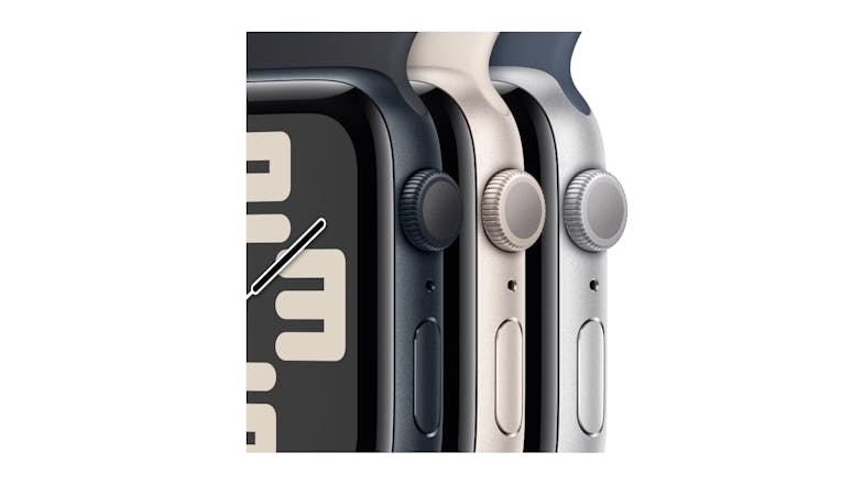 Apple Watch SE (3rd Gen) - Silver Aluminium Case with Storm Blue Sport Band (44mm, GPS, Bluetooth, Small-Medium Band)