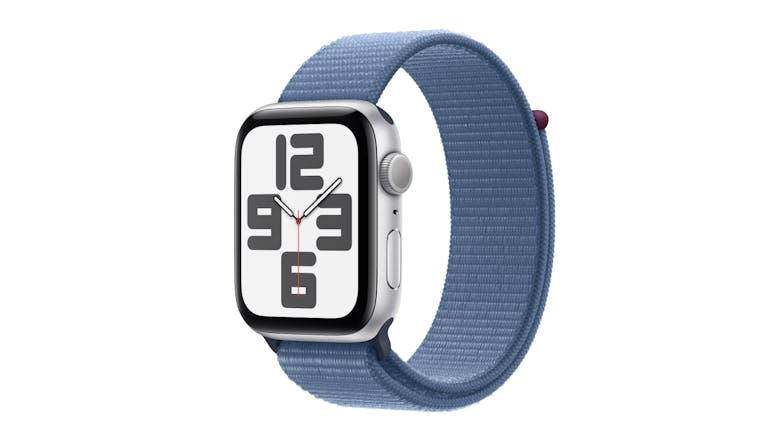 Apple Watch SE - Silver Aluminium Case with Winter Blue Sport Loop (44mm, GPS, Bluetooth)