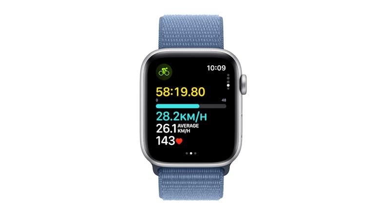 Apple Watch SE - Silver Aluminium Case with Winter Blue Sport Loop (44mm, GPS, Bluetooth)