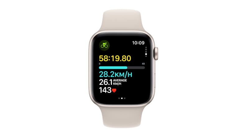 Apple Watch SE (3rd Gen) - Starlight Aluminium Case with Starlight Sport Band (44mm, GPS, Bluetooth, Small-Medium Band)