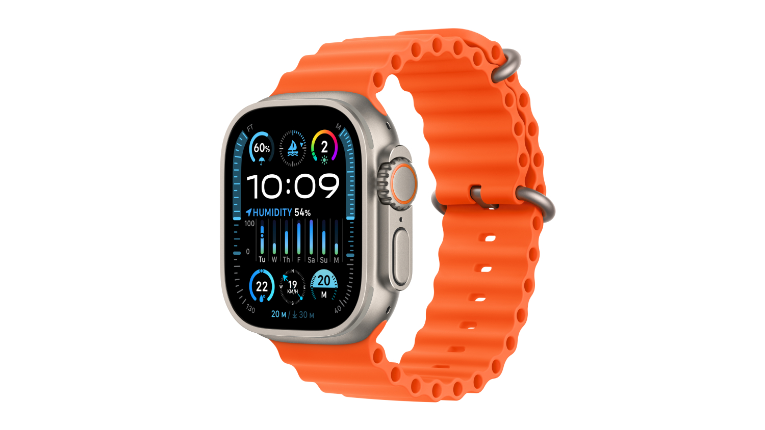 Apple Watch Ultra 2 - Titanium Case with Orange Ocean Band (49mm