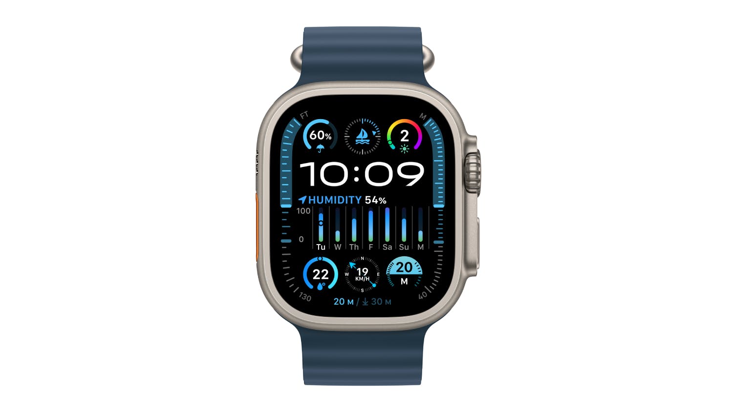 Apple Watch Ultra 2 - Titanium Case with Blue Ocean Band (49mm, Cellular & GPS, Bluetooth)