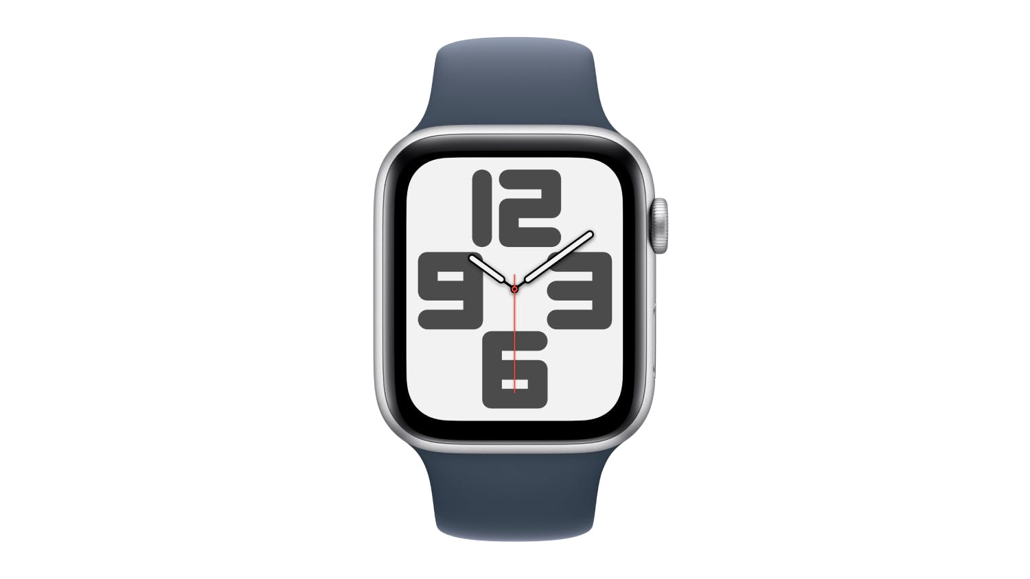 Apple Watch SE (3rd Gen) - Silver Aluminium Case with Storm Blue Sport Band (44mm, Cellular & GPS, Bluetooth, Small-Medium Band)