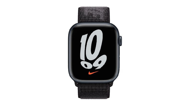 Nike Nylon Sports Loop Watch Strap for Apple Watch 45mm - Black (Reg)