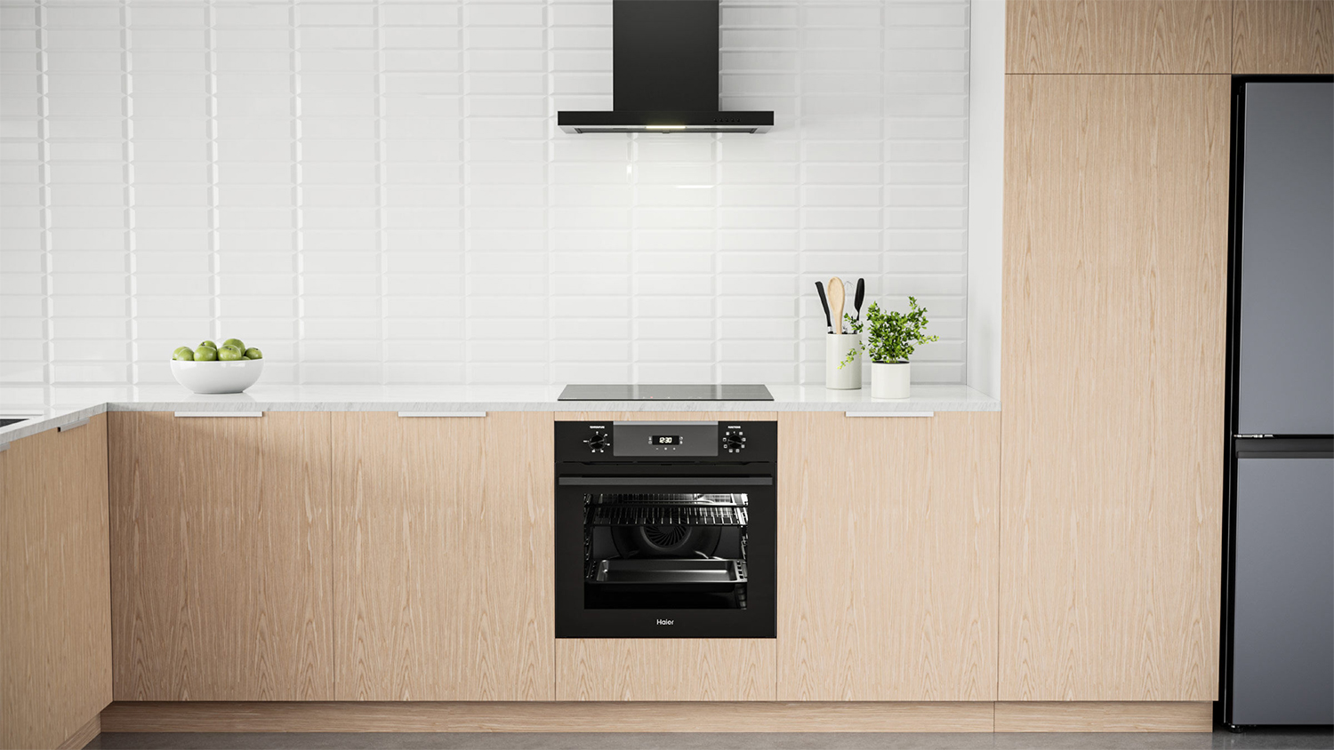 Haier 90cm Box Chimney Wall Mounted Rangehood - Black (HC90BLB1)