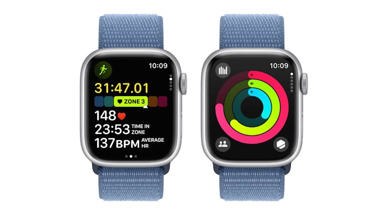 Apple Watch Series 9 - Silver Aluminium Case with Winter Blue Sport Loop (41mm, GPS, Bluetooth)