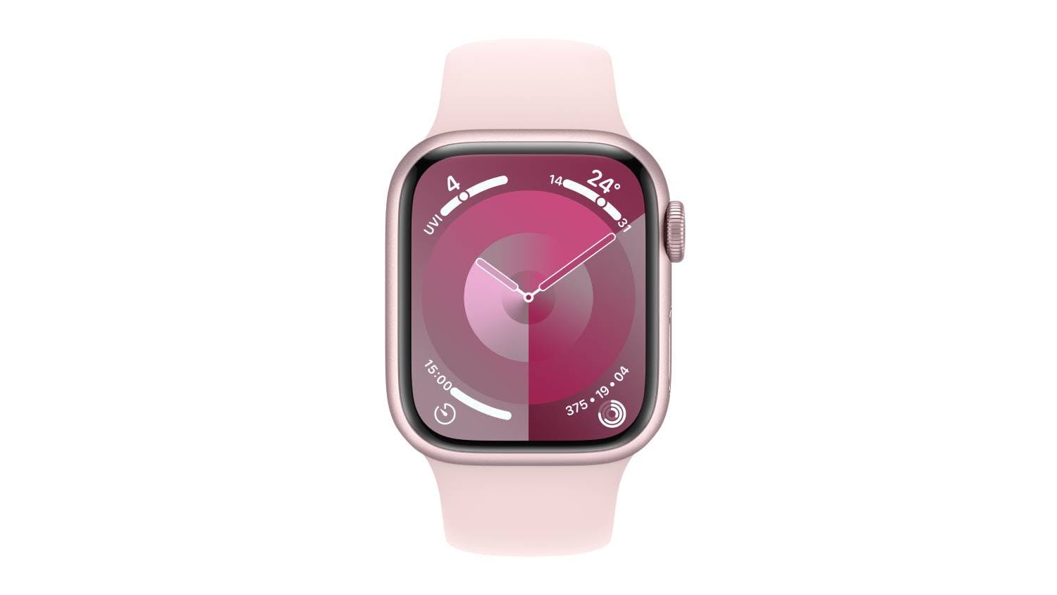 Apple Watch Series 9 - Pink Aluminium Case with Light Pink Sport Band (41mm, GPS, Bluetooth, Medium-Large Band)
