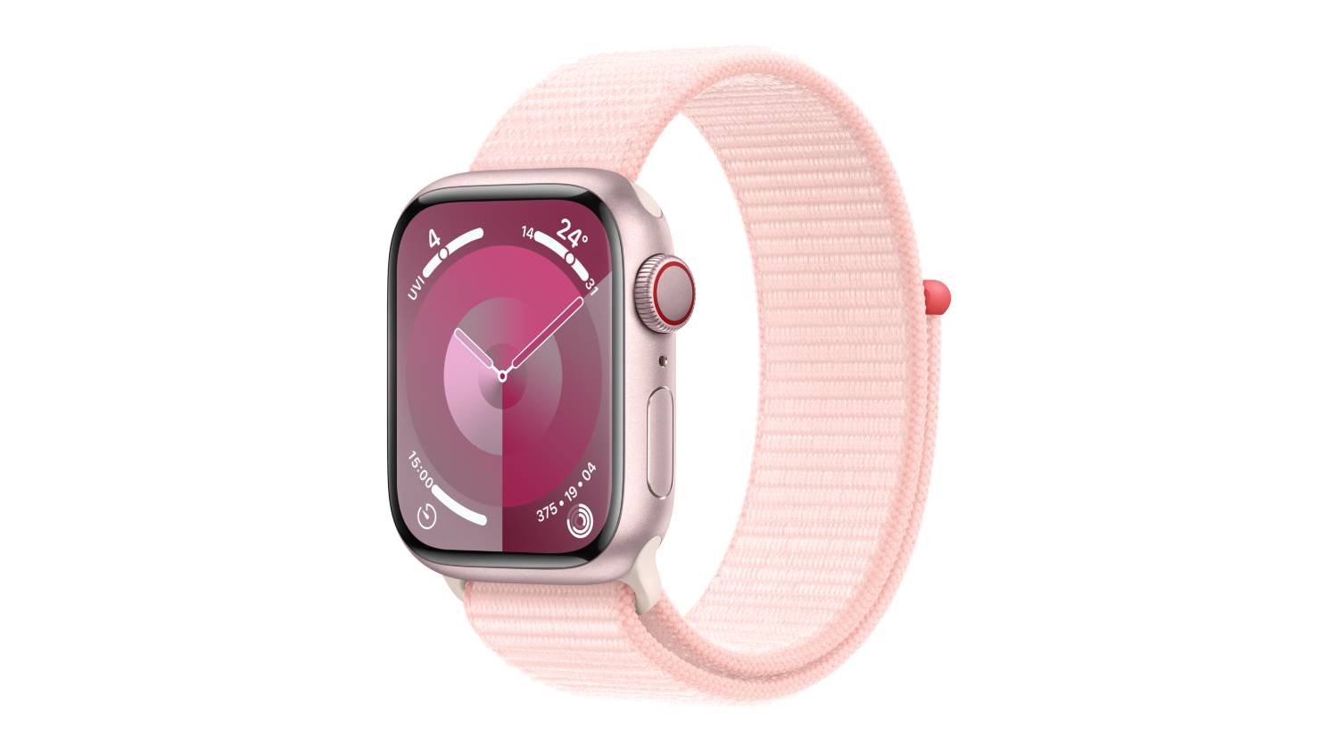 Apple Watch Series 9 Pink Aluminium Case with Light Pink Sport Loop