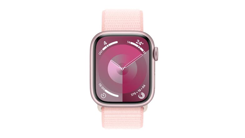 Apple Watch Series 9 - Pink Aluminium Case with Light Pink Sport Loop (41mm, GPS, Bluetooth)