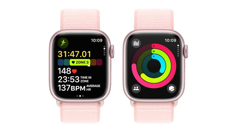 Apple Watch Series 9 - Pink Aluminium Case with Light Pink Sport Loop (41mm, GPS, Bluetooth)