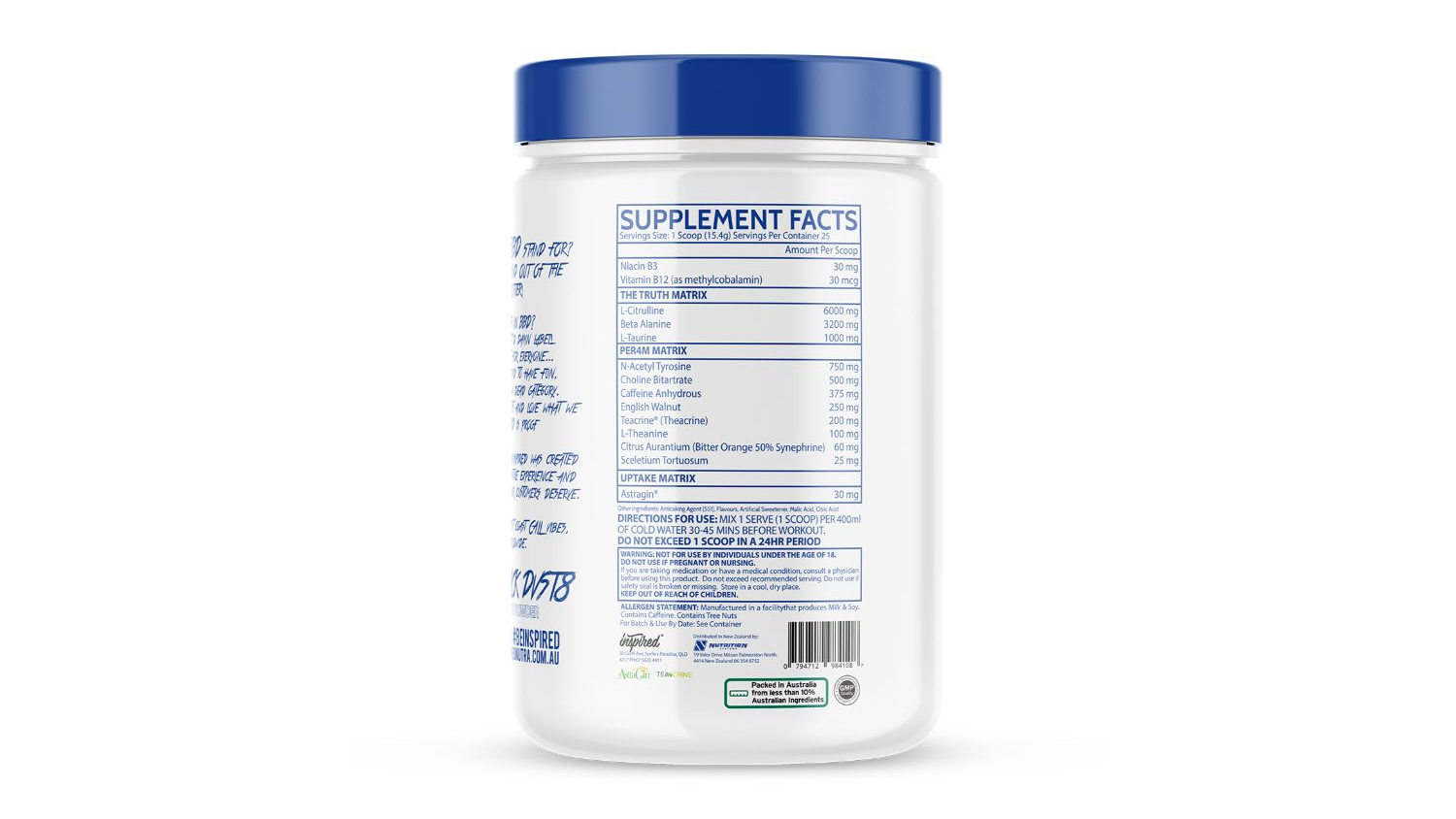 Inspired DVST8 BBD Pre-Workout - Electric Blue (25 srv.)