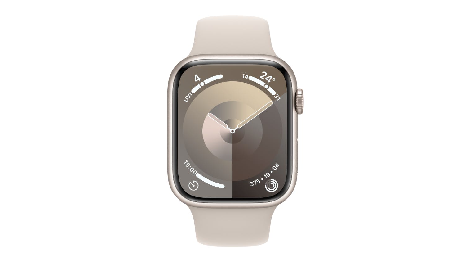 Apple Watch Series 9 - Starlight Aluminium Case with Starlight Sport Band (45mm, GPS, Bluetooth, Small-Medium Band)