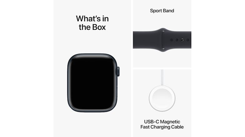 Apple Watch Series 9 - Midnight Aluminium Case with Midnight Sport Band (45mm, GPS, Bluetooth, Small-Medium Band)