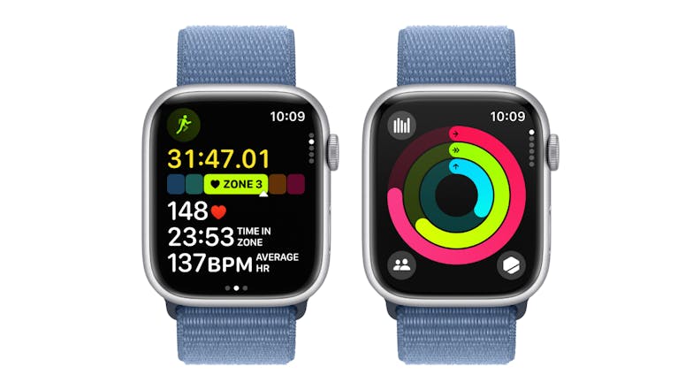 Apple Watch Series 9 - Silver Aluminium Case with Winter Blue Sport Loop (45mm, GPS, Bluetooth)