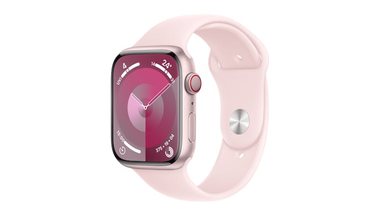 Apple Watch Series 9 - Pink Aluminium Case with Light Pink Sport Band (45mm, GPS, Bluetooth, Small-Medium Band)