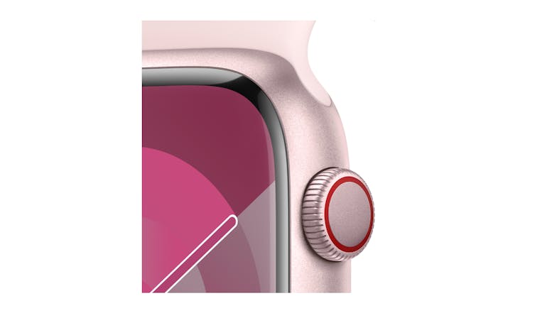 Apple Watch Series 9 - Pink Aluminium Case with Light Pink Sport Band (45mm, GPS, Bluetooth, Small-Medium Band)