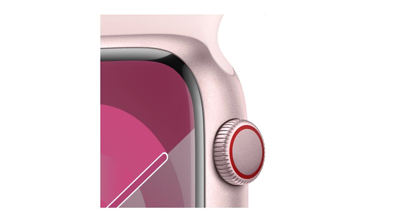 Apple Watch Series 9 - Pink Aluminium Case with Light Pink Sport Band (45mm, GPS, Bluetooth, Medium-Large Band)
