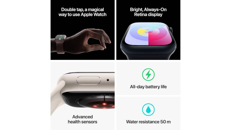 Apple Watch Series 9 - Starlight Aluminium Case with Starlight Sport Band (41mm, Cellular & GPS, Bluetooth, Small-Medium Band)