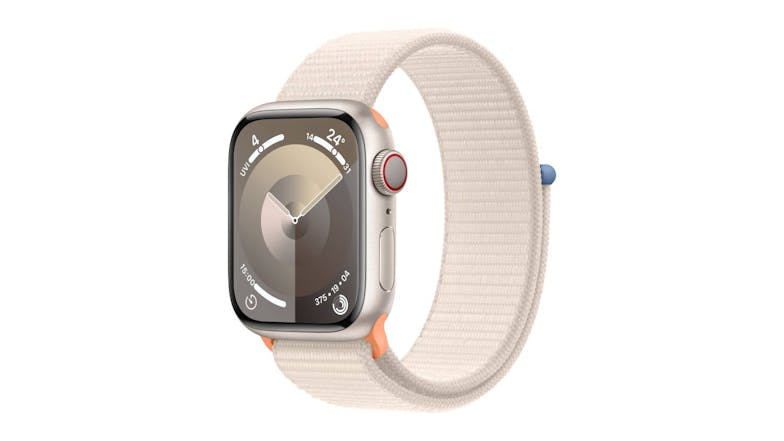 Apple Watch Series 9 - Starlight Aluminium Case with Starlight Sport Loop (41mm, Cellular & GPS, Bluetooth)