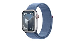 Apple Watch Series 9 - Silver Aluminium Case with Winter Blue Sport Loop (41mm, Cellular & GPS, Bluetooth)