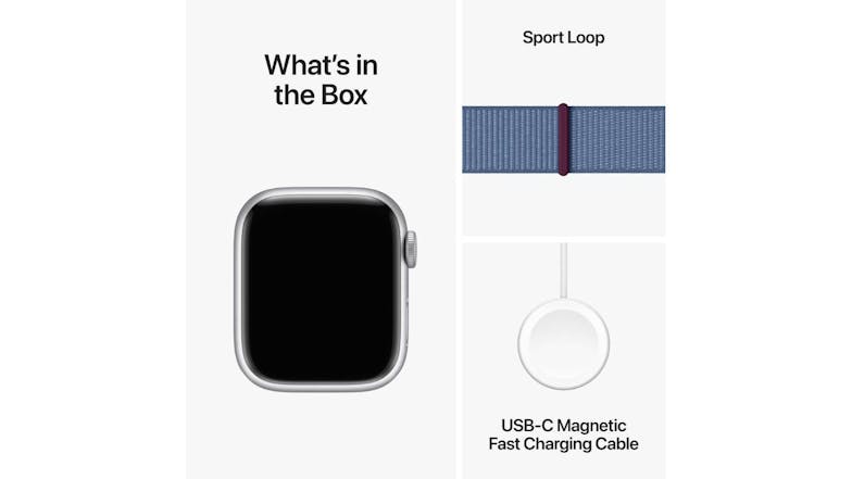 Apple Watch Series 9 - Silver Aluminium Case with Winter Blue Sport Loop (41mm, Cellular & GPS, Bluetooth)