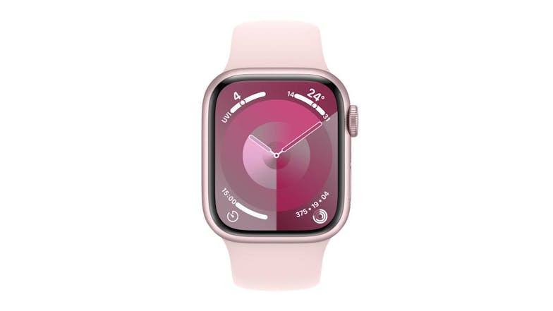 Apple Watch Series 9 - Pink Aluminium Case with Light Pink Sport Band (41mm, Cellular & GPS, Bluetooth, Small-Medium Band)